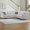Thornley Large Corner Sofa in Ruby Ice Fabric with Navy Scatter Cushions