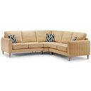 Thornley Large Corner Sofa in Ruby Saffron Fabric with Black Scatter Cushions
