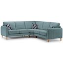 Thornley Large Corner Sofa in Ruby Teal Fabric with Navy Scatter Cushions