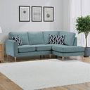 Thornley Left Hand Corner Chaise Sofa in Ruby Teal Fabric with Navy Scatter Cushions  with Navy Scatter Cushions