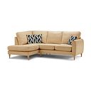 Thornley Right Hand Corner Chaise Sofa in Ruby Saffron Fabric with Black Scatter Cushions
