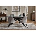 Trento Grey Ceramic Extending Dining Table + 4 Aria Dining Chairs in Dark Grey with Black Metal Legs