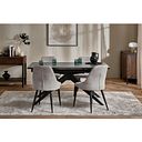 Trento Grey Ceramic Extending Dining Table + 4 Aria Dining Chairs in Light Grey with Black Metal Legs