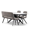 Trento White Ceramic Extendable Dining Table 130cm And 3 Assorted Dining Chairs