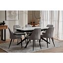 Trento White Ceramic Extending Dining Table + 6 Aria Dining Chairs in Dark Grey with Black Metal Legs