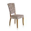 Upholstered Curve Back Plain Truffle Fabric Chair with Solid Oak Legs