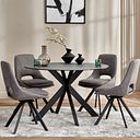 Venice 4ft Grey Ceramic Round Dining Table