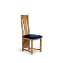 Waterfall Natural Solid Oak Chair with Brooklyn Hummingbird Blue Crushed Chenille Seat