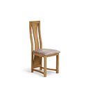 Waterfall Natural Solid Oak Chair with Checked Beige Fabric Seat