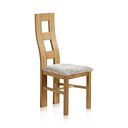 Wave Back Natural Solid Oak Chair with Plain Truffle Fabric Seat