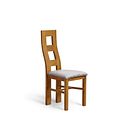 Wave Back Rustic Solid Oak Chair with Heritage Mink Velvet Seat