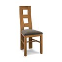 Wave Back Rustic Solid Oak Chair with Verona Chocolate Fabric Seat