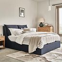 Wren Super King-Size Ottoman Bed in Smooth Midnight Fabric