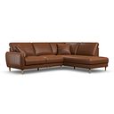 Zara Left Hand Corner Chaise Sofa in Chestnut Brown Leather