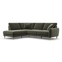 Zara Right Hand Corner Chaise Sofa in Canna Dark Green Fabric