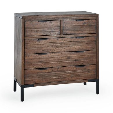 Detroit Solid Hardwood and Metal 2+3 Chest of Drawers
