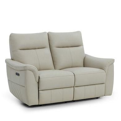 Aldo 2 Seater Recliner Sofa in Bone China Leather