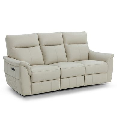 Aldo 3 Seater Recliner Sofa in Bone China Leather