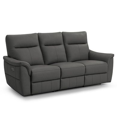Aldo 3 Seater Recliner Sofa in Elephant Grey Leather