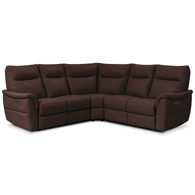 Aldo Large Corner Power Recliner Sofa in Chestnut Leather