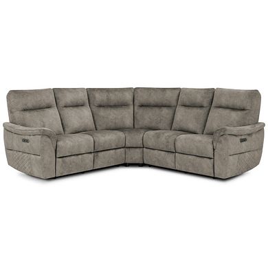 Aldo Large Corner Power Recliner Sofa in Marble Mink Fabric