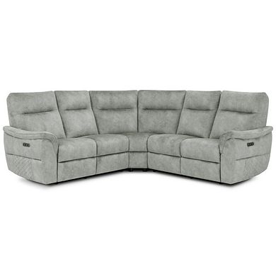 Aldo Large Corner Power Recliner Sofa in Marble Silver Fabric