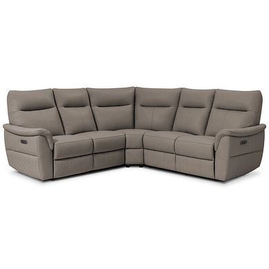 Aldo Large Corner Power Recliner Sofa in Oyster Leather