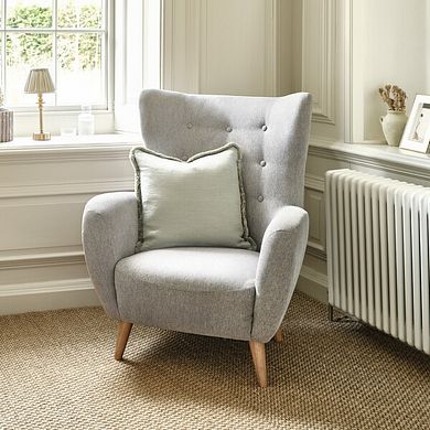 Alexander Accent Chair in Linen Nickel Fabric