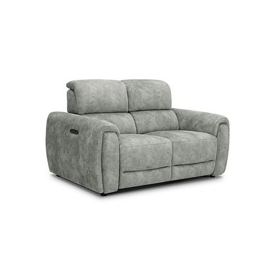 Arabella 2 Seater Power Recliner Sofa with Adjustable Power Headrest in Marble Silver Fabric