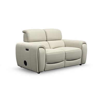 Arabella 2 Seater Power Recliner Sofa with Power Headrest and Speakers in Bone China Leather