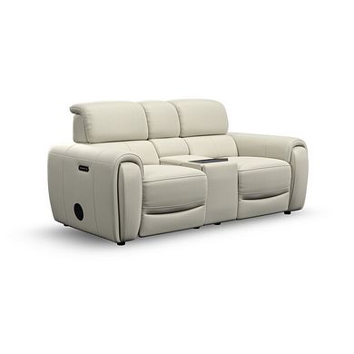 Arabella 2 Seater Recliner Console Sofa with Smart Screen in Bone China Leather