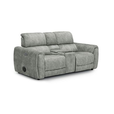 Arabella 2 Seater Recliner Console Sofa with Smart Screen in Marble Silver Fabric