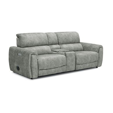 Arabella 2.5 Seater Recliner Console Sofa with Smart Screen in Marble Silver Fabric