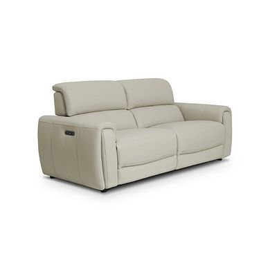 Arabella 3 Seater Power Recliner Sofa with Adjustable Power Headrest in Bone China Leather