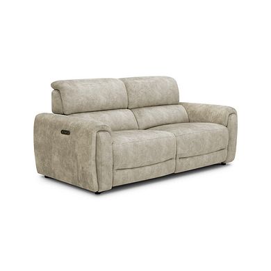 Arabella 3 Seater Power Recliner Sofa with Adjustable Power Headrest in Marble Cream Fabric