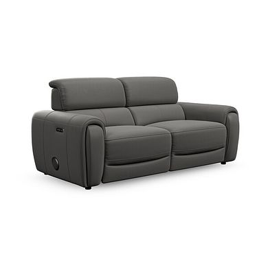 Arabella 3 Seater Power Recliner Sofa with Power Headrest and Speakers in Elephant Grey Leather