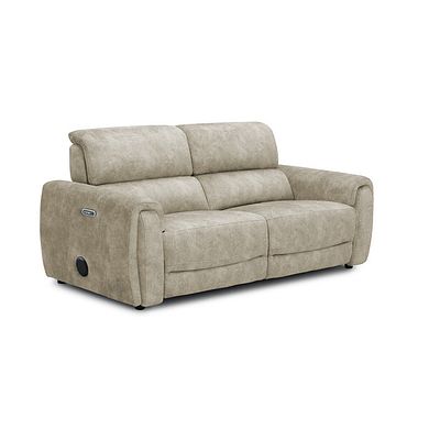 Arabella 3 Seater Power Recliner Sofa with Power Headrest and Speakers in Marble Cream Fabric