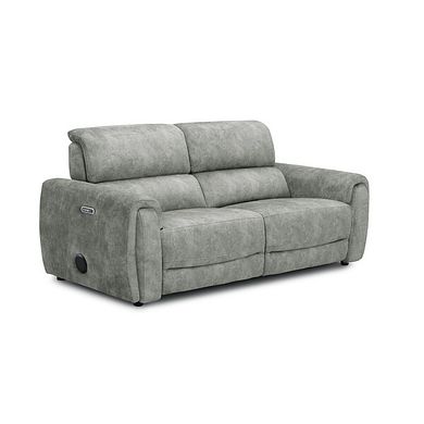 Arabella 3 Seater Power Recliner Sofa with Power Headrest and Speakers in Marble Silver Fabric