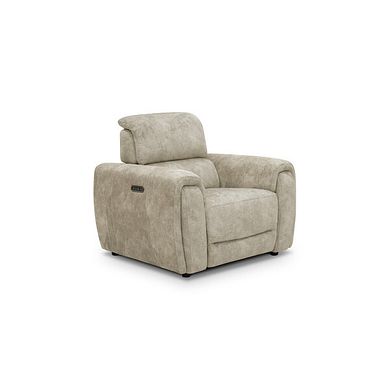 Arabella Power Recliner Armchair with Adjustable Power Headrest in Marble Cream Fabric