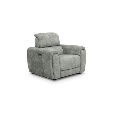 Arabella Power Recliner Armchair with Adjustable Power Headrest in Marble Silver Fabric