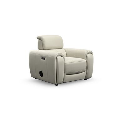 Arabella Power Recliner Armchair with Power Headrest and Speakers in Bone China Leather
