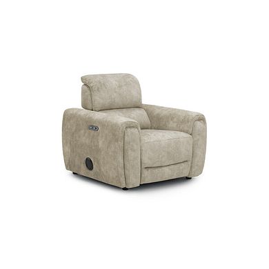 Arabella Power Recliner Armchair with Power Headrest and Speakers in Marble Cream Fabric
