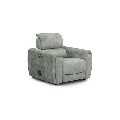 Arabella Power Recliner Armchair with Power Headrest and Speakers in Marble Silver Fabric