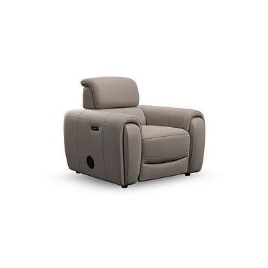 Arabella Power Recliner Armchair with Power Headrest and Speakers in Oyster Leather