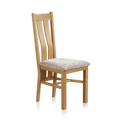 Arched Back Natural Solid Oak Chair with Plain Truffle Fabric Seat