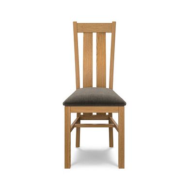 Arched Back Natural Solid Oak Chair with Verona Chocolate Fabric Seat