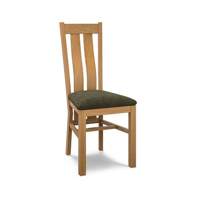Arched Back Natural Solid Oak Chair with Verona Green Fabric Seat
