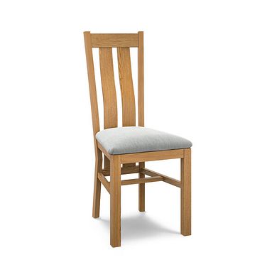 Arched Back Natural Solid Oak Chair with Verona Grey Fabric Seat