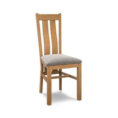 Arched Back Natural Solid Oak Chair with Verona Mocha Fabric Seat