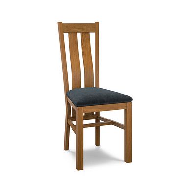 Arched Back Rustic Solid Oak Chair with Verona Charcoal Fabric Seat